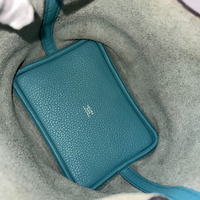 Hermes Picotin 18 in Blue / Green (Likely Bleu Paon) Clemence Leather and PHW