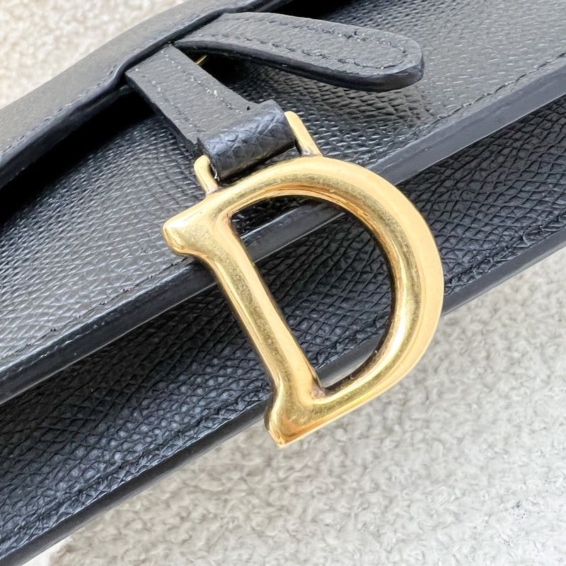 Dior Saddle Belt Pouch in Black Calfskin and AGHW