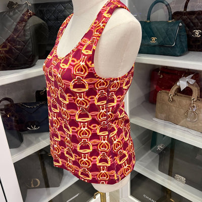 Hermes Racer Back Top in Multicoloured Polyamide Sz 40