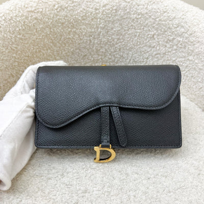 Dior Saddle Belt Pouch in Black Calfskin and AGHW