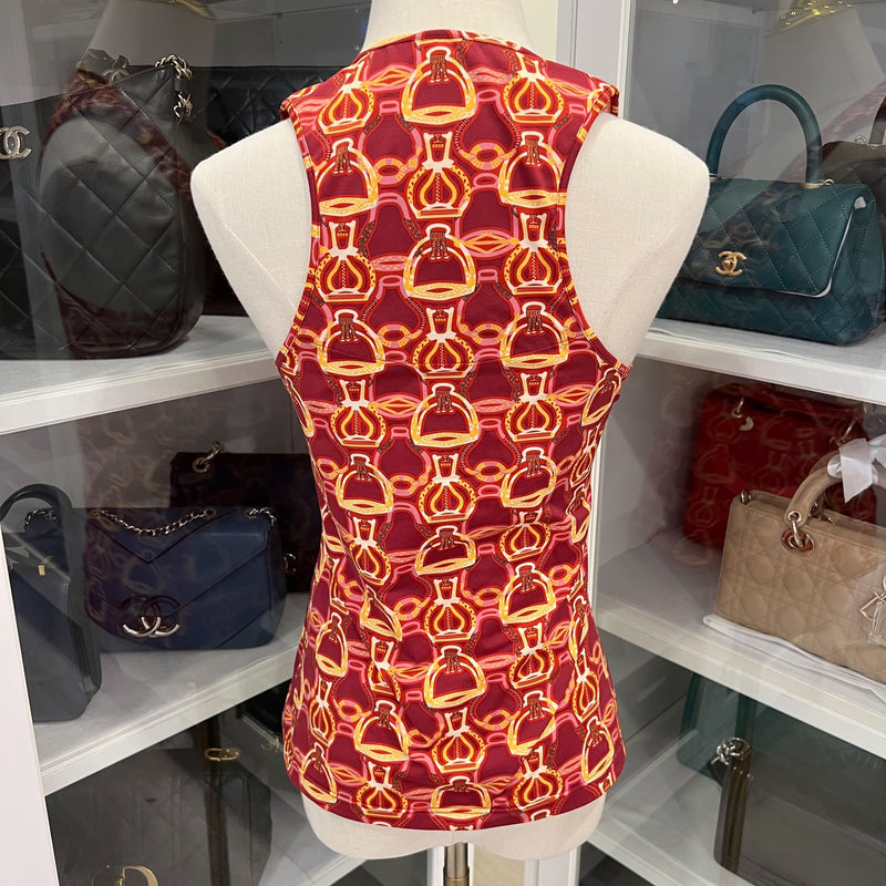 Hermes Racer Back Top in Multicoloured Polyamide Sz 40