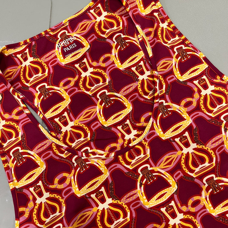 Hermes Racer Back Top in Multicoloured Polyamide Sz 40