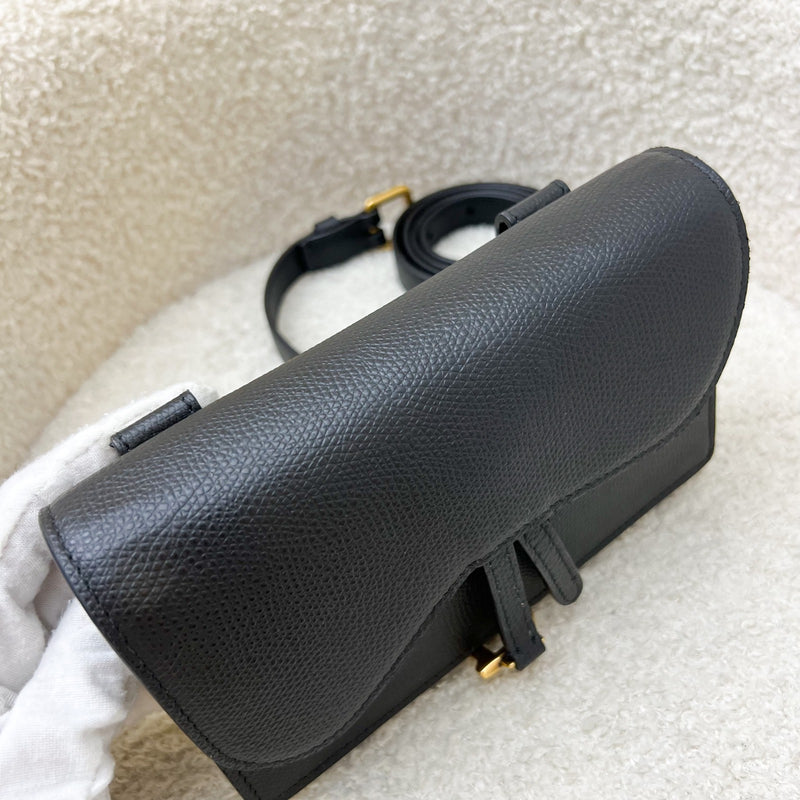 Dior Saddle Belt Pouch in Black Calfskin and AGHW