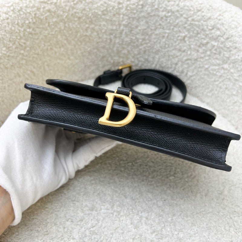 Dior Saddle Belt Pouch in Black Calfskin and AGHW