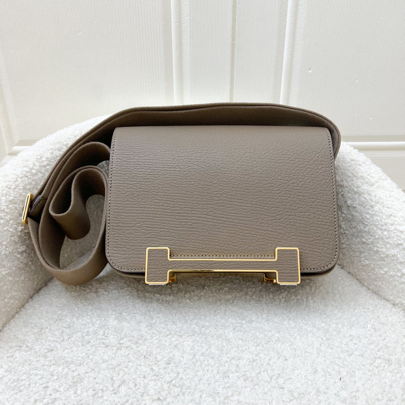 Hermes Geta in Etoupe Chevre Mysore Leather and GHW