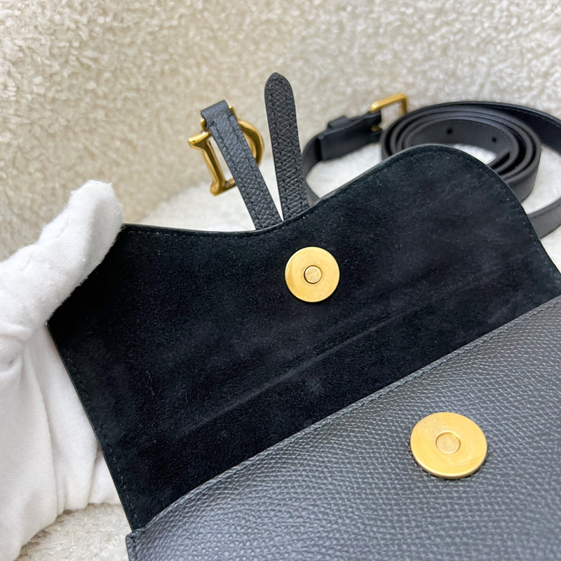 Dior Saddle Belt Pouch in Black Calfskin and AGHW