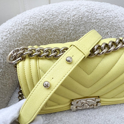 Chanel Small 20cm Boy Flap in Yellow Caviar and LGHW