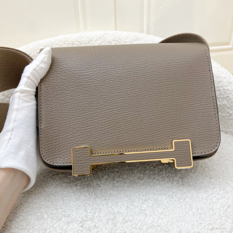 Hermes Geta in Etoupe Chevre Mysore Leather and GHW