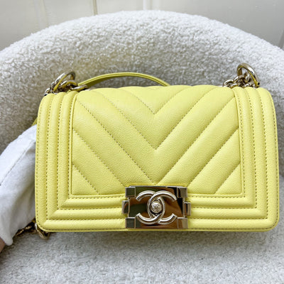 Chanel Small 20cm Boy Flap in Yellow Caviar and LGHW