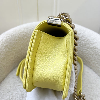 Chanel Small 20cm Boy Flap in Yellow Caviar and LGHW