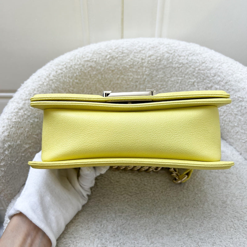 Chanel Small 20cm Boy Flap in Yellow Caviar and LGHW