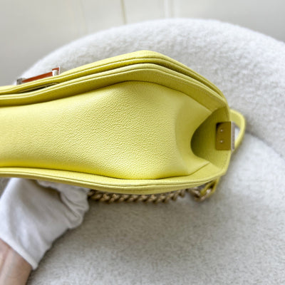 Chanel Small 20cm Boy Flap in Yellow Caviar and LGHW