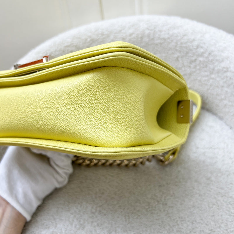 Chanel Small 20cm Boy Flap in Yellow Caviar and LGHW