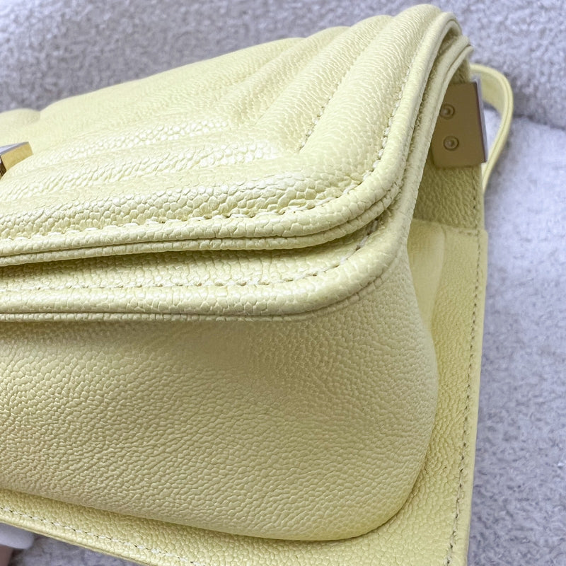 Chanel Small 20cm Boy Flap in Yellow Caviar and LGHW
