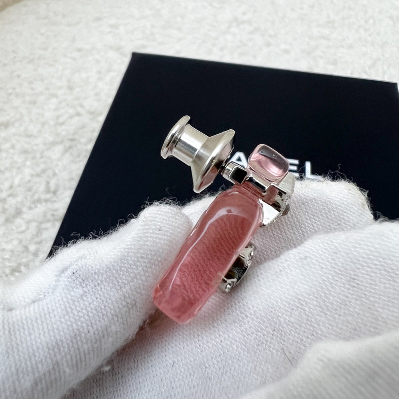 Chanel 23S Perfume Bottle Brooch with Crystals in Pink Transparent Resin and SHW