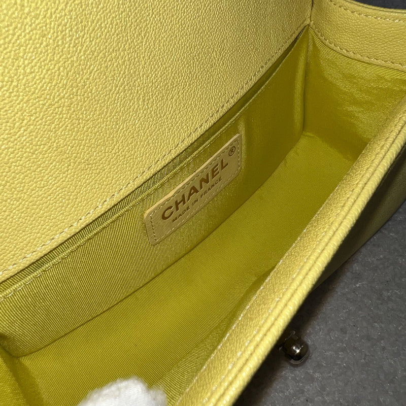 Chanel Small 20cm Boy Flap in Yellow Caviar and LGHW