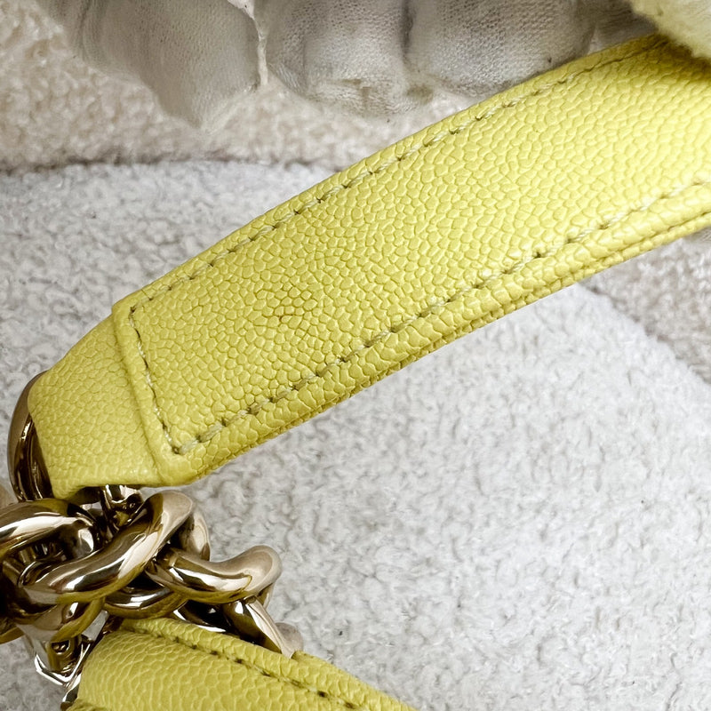 Chanel Small 20cm Boy Flap in Yellow Caviar and LGHW