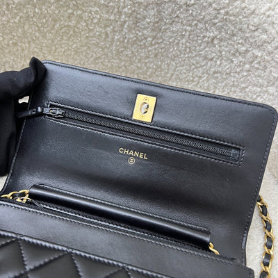 Chanel Pearl Crush Wallet on Chain WOC in Black Lambskin and AGHW (Model: AP1450)