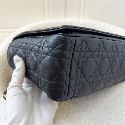 Dior Large Caro Flap Bag in Black Calfskin and GHW