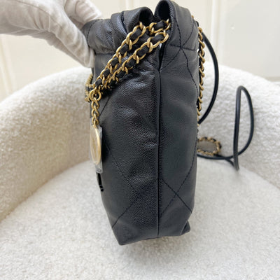 Chanel 22 So Black Mini Hobo Bag in 23K Black Caviar and GHW