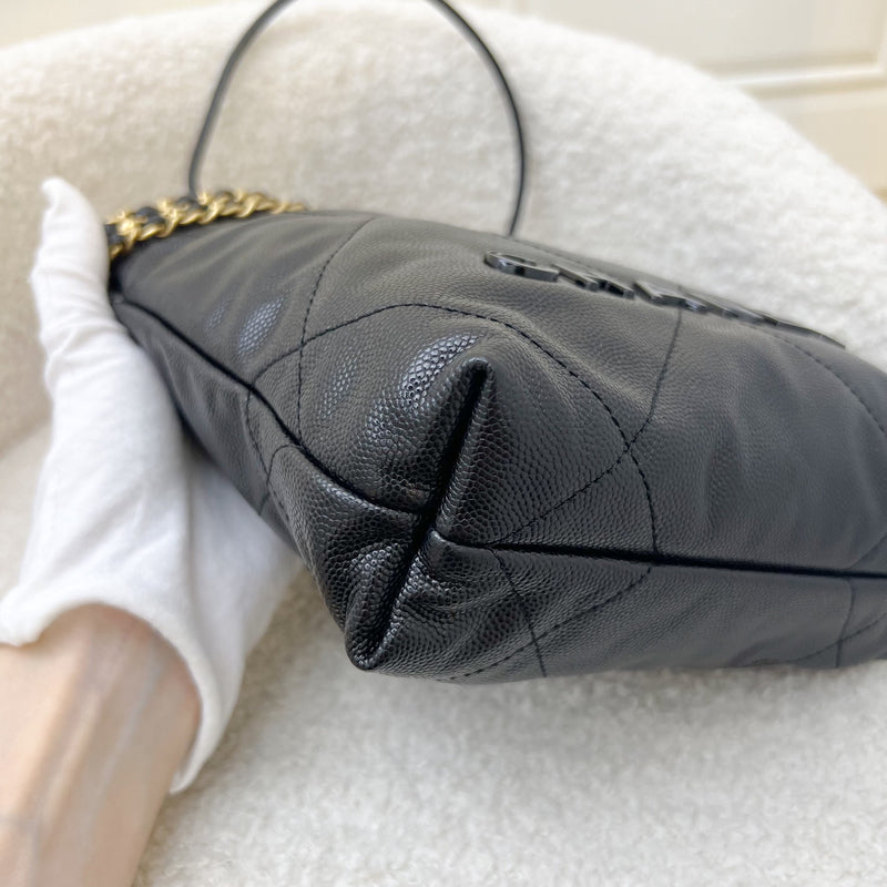 Chanel 22 So Black Mini Hobo Bag in 23K Black Caviar and GHW