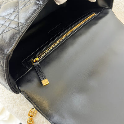 Dior Large Caro Flap Bag in Black Calfskin and GHW