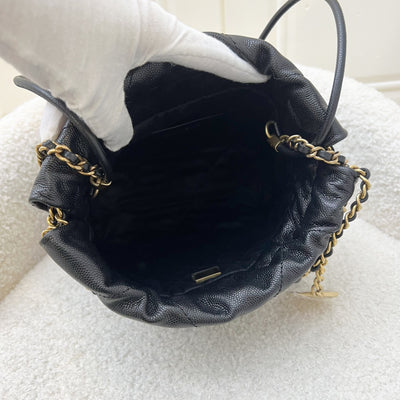 Chanel 22 So Black Mini Hobo Bag in 23K Black Caviar and GHW