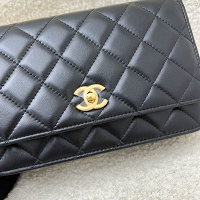Chanel Pearl Crush Wallet on Chain WOC in Black Lambskin and AGHW (Model: AP1450)