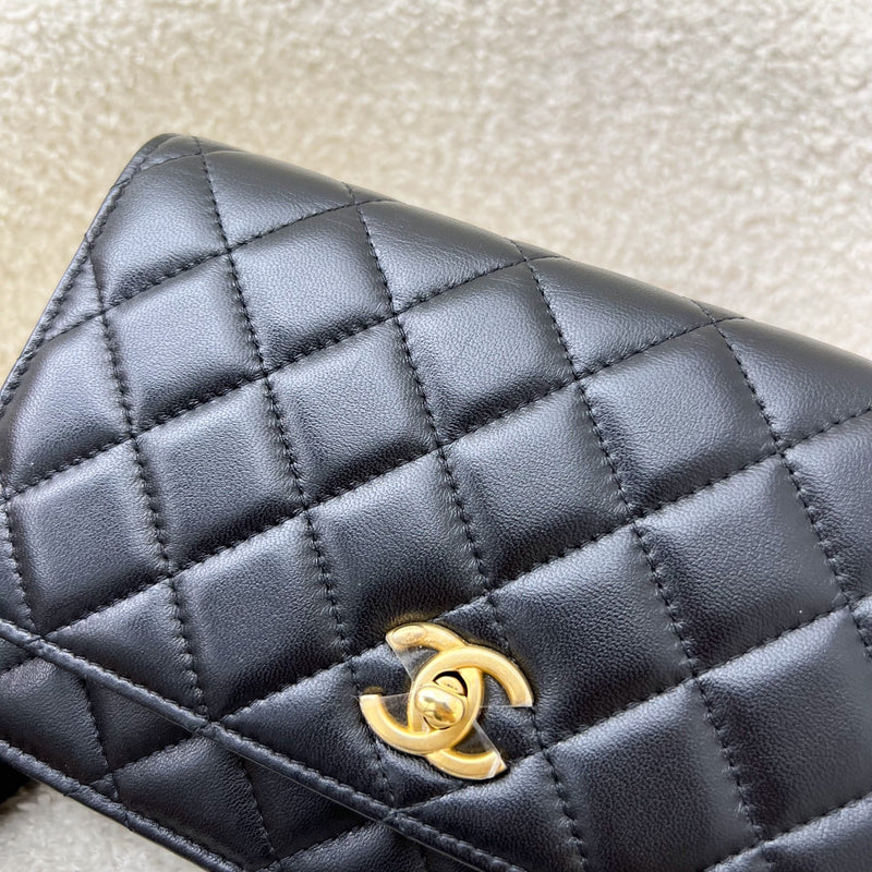 Chanel Pearl Crush Wallet on Chain WOC in Black Lambskin and AGHW (Model: AP1450)