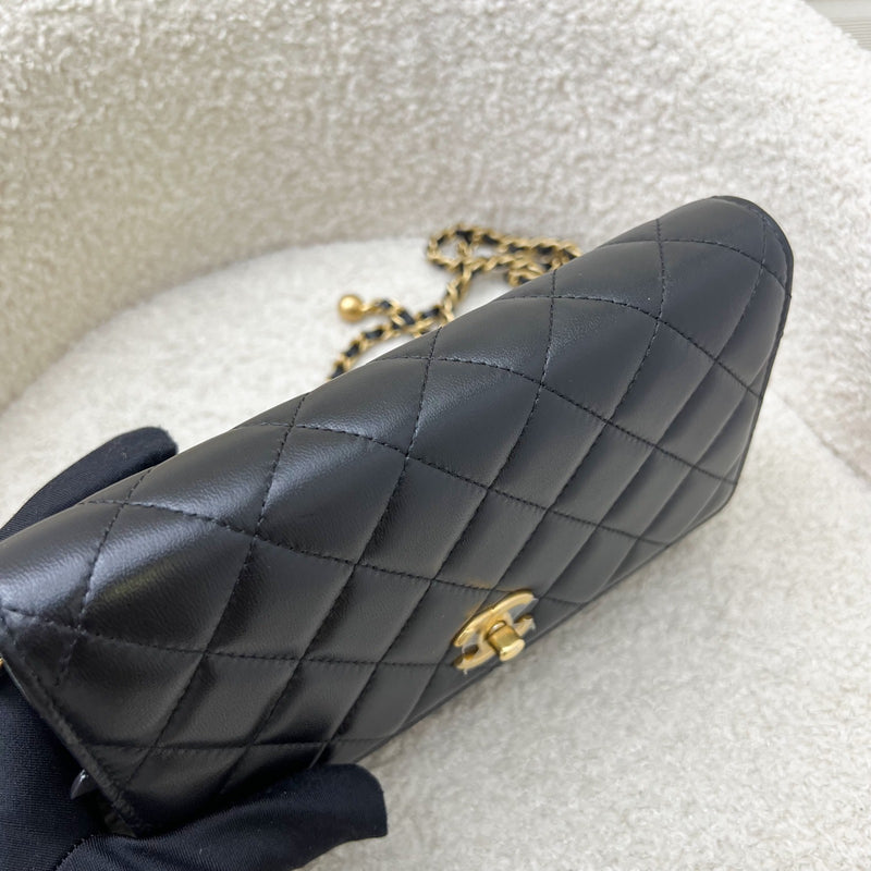 Chanel Pearl Crush Wallet on Chain WOC in Black Lambskin and AGHW (Model: AP1450)