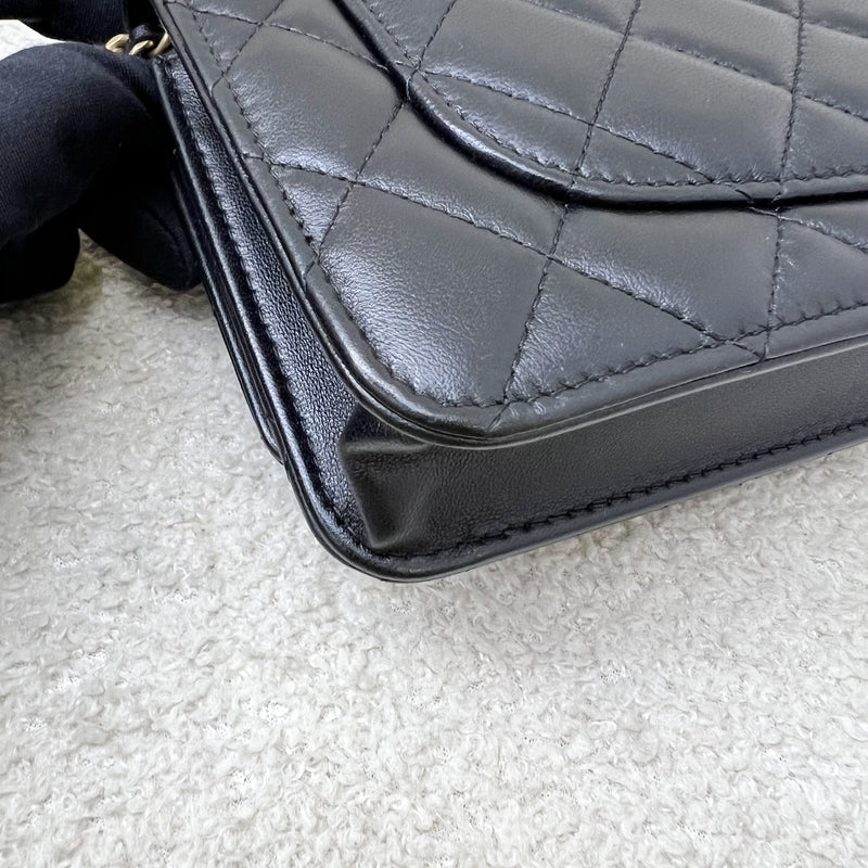 Chanel Pearl Crush Wallet on Chain WOC in Black Lambskin and AGHW (Model: AP1450)