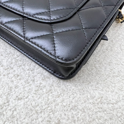 Chanel Pearl Crush Wallet on Chain WOC in Black Lambskin and AGHW (Model: AP1450)