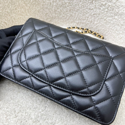 Chanel Pearl Crush Wallet on Chain WOC in Black Lambskin and AGHW (Model: AP1450)