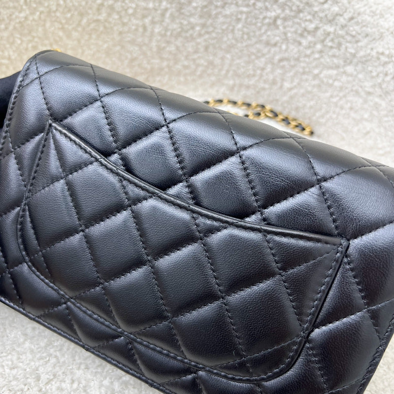 Chanel Pearl Crush Wallet on Chain WOC in Black Lambskin and AGHW (Model: AP1450)