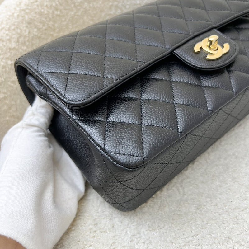 Chanel Medium Classic Flap CF in Black Caviar and GHW (Model: A01112)