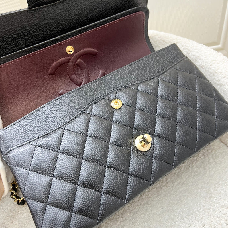 Chanel Medium Classic Flap CF in Black Caviar and GHW (Model: A01112)
