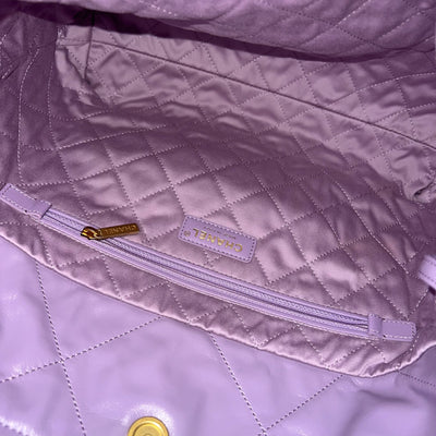 [Local Full Set - Unused] Chanel 22 Small Hobo Handbag in 24P Lilac Shiny Calfskin and AGHW (Model: AS3260)