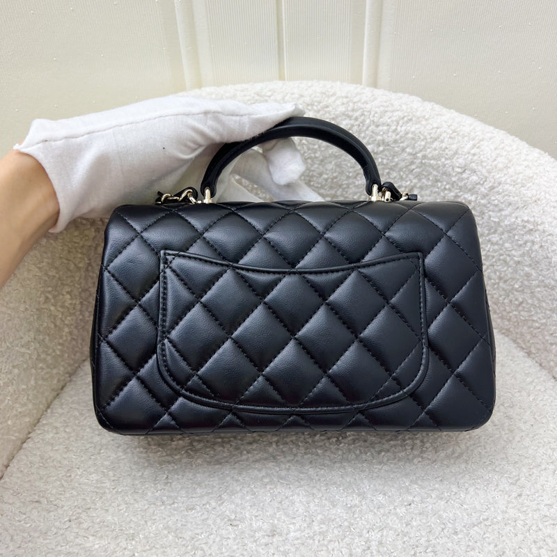 Chanel Top Handle Mini Rectangle Flap in Black Lambskin and LGHW