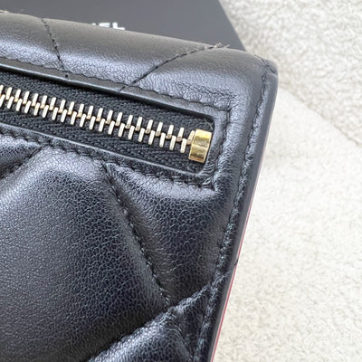 Chanel 19 Compact Trifold Wallet in Black Lambskin and AGHW