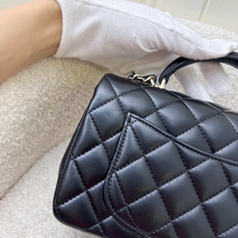 Chanel Top Handle Mini Rectangle Flap in Black Lambskin and LGHW