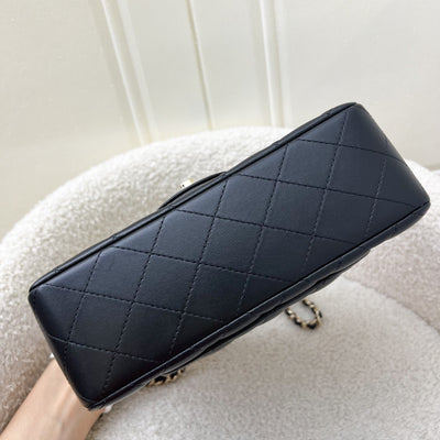 Chanel Top Handle Mini Rectangle Flap in Black Lambskin and LGHW