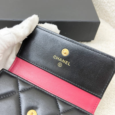 Chanel 19 Compact Trifold Wallet in Black Lambskin and AGHW