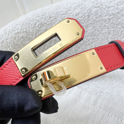 Hermes Kelly 18 Belt in Rouge Casaque Epsom Leather and GHW