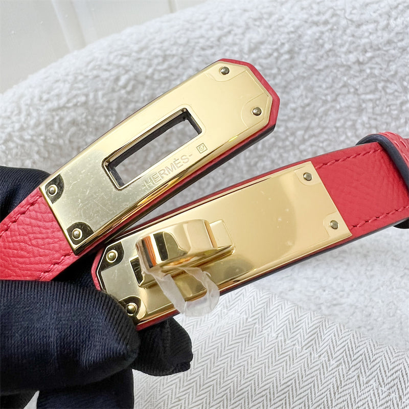 Hermes Kelly 18 Belt in Rouge Casaque Epsom Leather and GHW