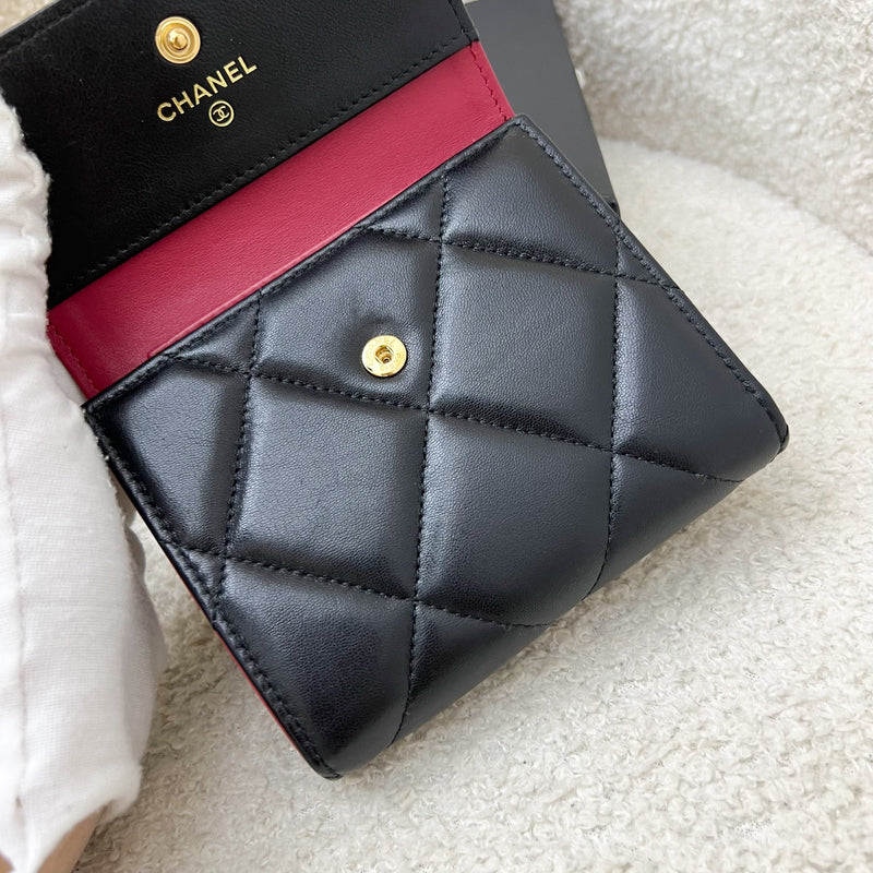 Chanel 19 Compact Trifold Wallet in Black Lambskin and AGHW