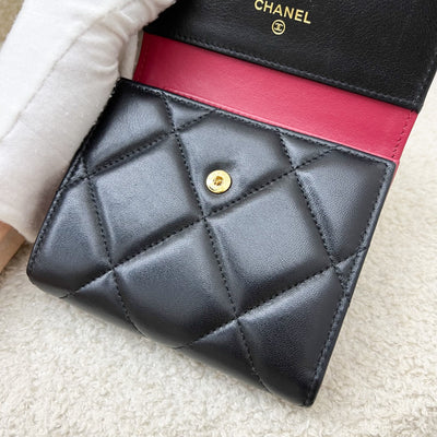 Chanel 19 Compact Trifold Wallet in Black Lambskin and AGHW