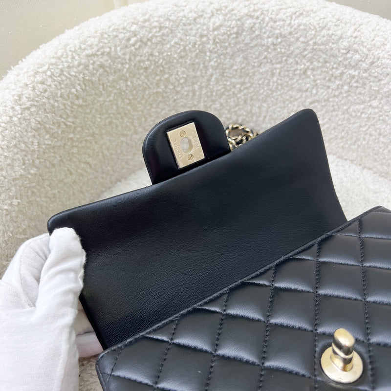 Chanel Top Handle Mini Rectangle Flap in Black Lambskin and LGHW