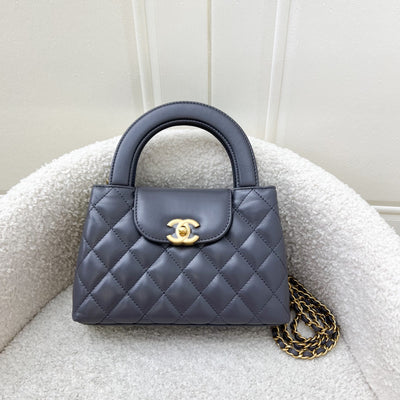 Chanel 23K Mini / Small Kelly Bag in Dark Grey Calfskin and AGHW