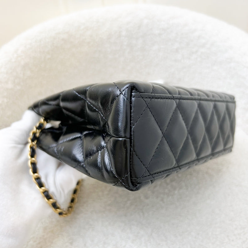 Chanel Mini / Small Kelly Bag in 25C Black Shiny Distressed Calfskin and AGHW (Model: AS4416)