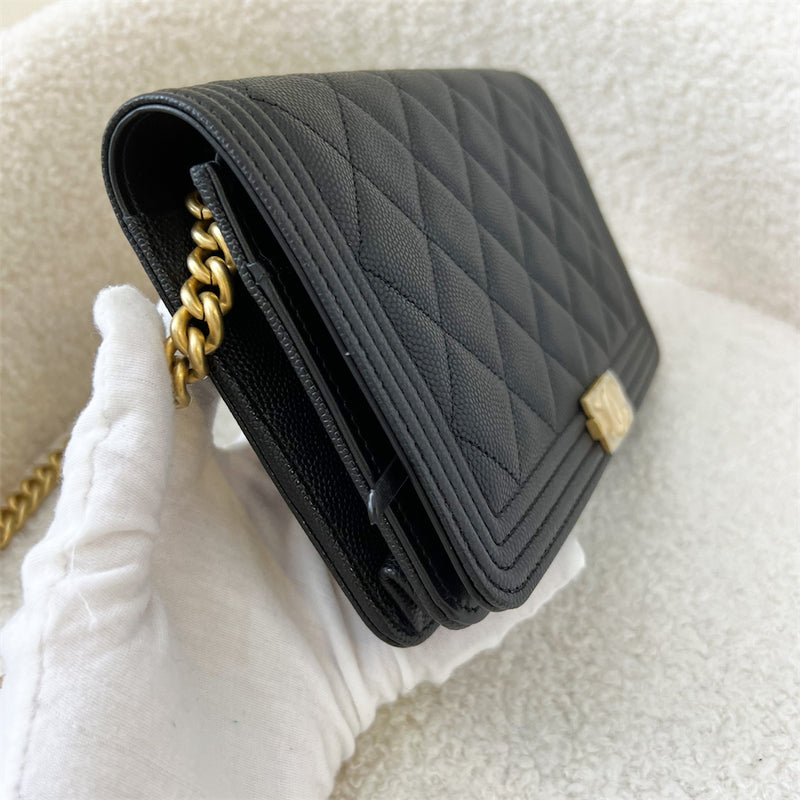 Chanel Boy Wallet on Chain WOC in Black Caviar in AGHW